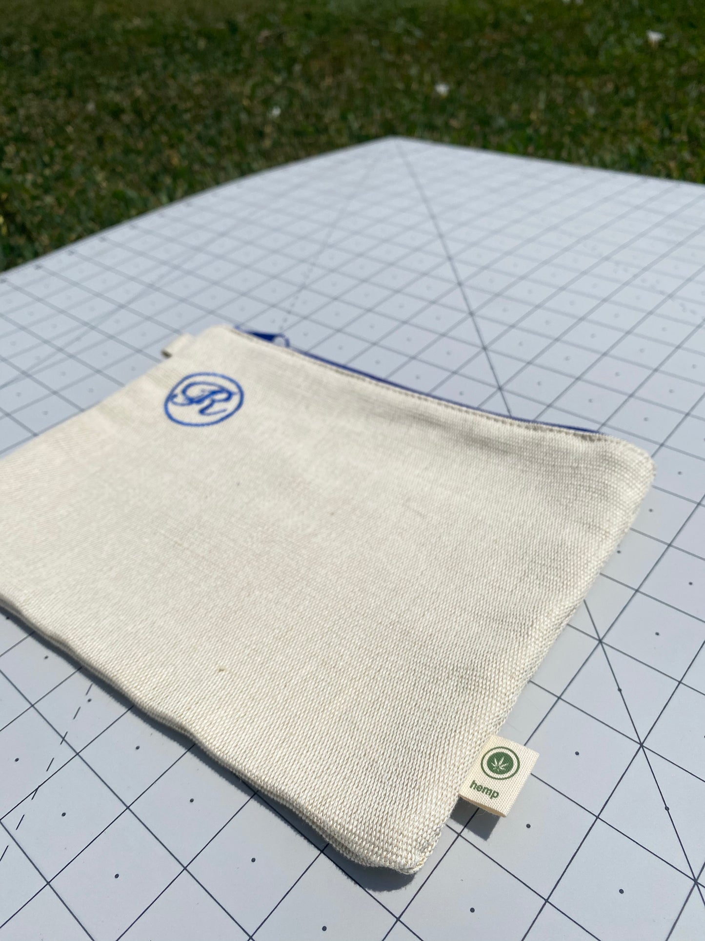 hemp texti1e penci1 pouch- aqua